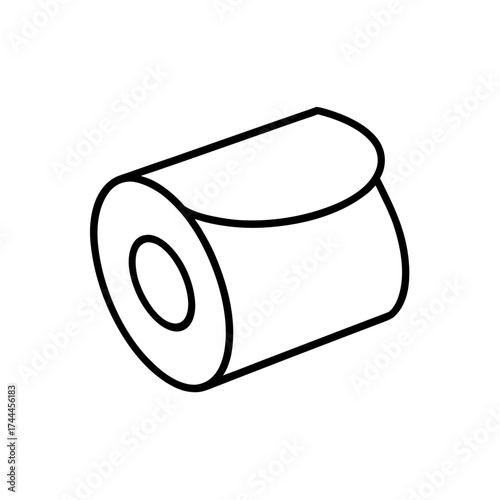 Roll of white toilet paper art on transparent background