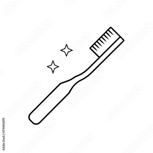 Toothbrush with sparkling stars on transparent background