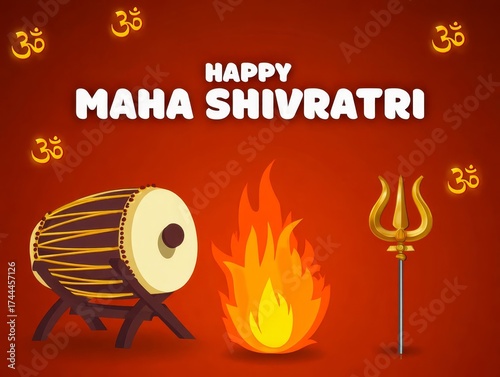 Happy Maha Shivratri text with Lord Shiva Illustration.