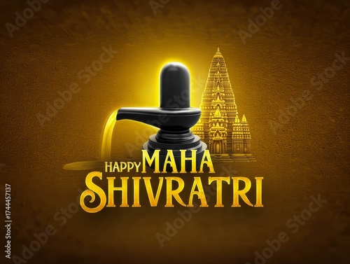 Happy Maha Shivratri text with Lord Shiva Illustration.