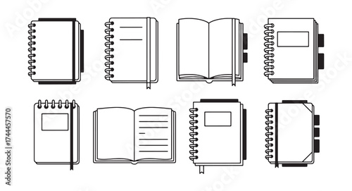 Set of Notebook design silhouette vector illustration