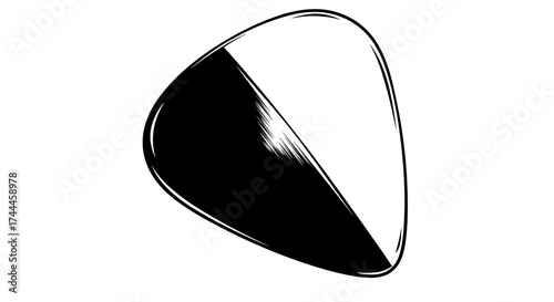 Abstract black and white triangular shape with a diagonal split minimalist design.