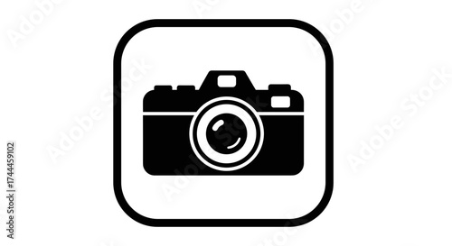 Black and white camera icon symbol for photography.