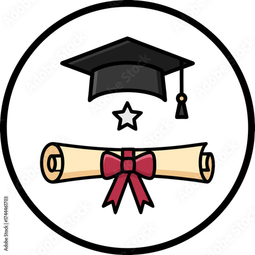 Chapeau de diplômé et parchemin