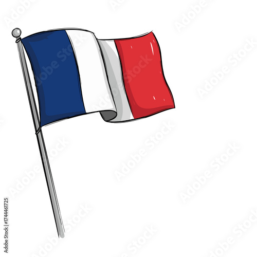 Drapeau français flottant