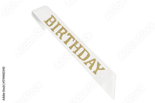 Photography White birthday sash with golden glitter text