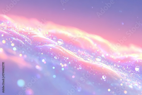 Soft pastel waves shimmer under gentle light, creating dreamy at
