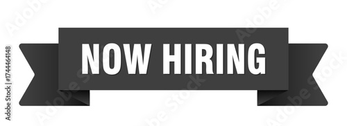 now hiring ribbon isolated on transparent background. now hiring ribbon
