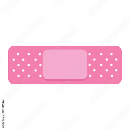 Medical pink plaster isolated on white background, wound plasterer or bandaged patch, adhesive health care object. Injury tape plaster flat design, Sticking plaster. First aid concept. Vector EPS 10