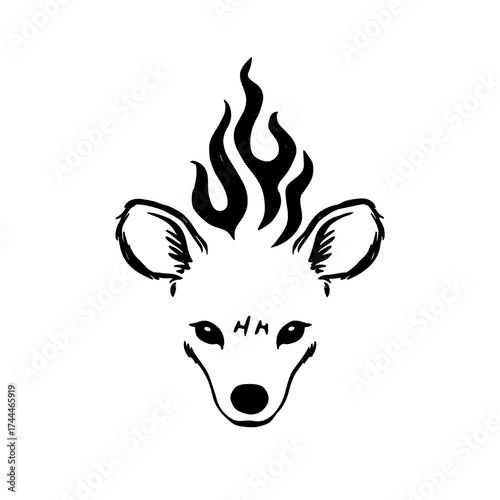 Hyena. Hyena simple black and white line art vector logo