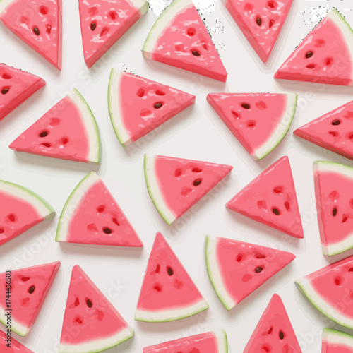 Watermelon Slices on White Background.