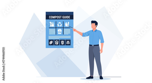 A Businessman Presenting a Detailed Guide About Compost and Environmental Preservation
