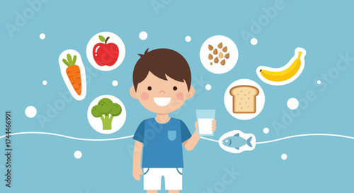 A Happy Kid Smiling With Healthy Food Choices Promoting a Nutrition Focused Lifestyle