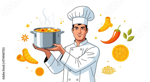 A Competent Chef Proudly Offers A Delicious Meal Ready To Be Savored And Enjoyed