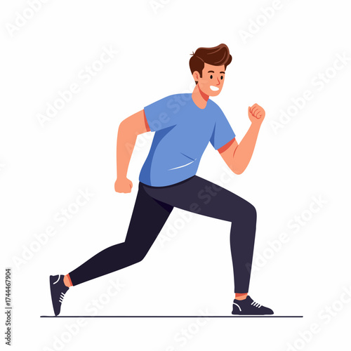 Cartoon Style Full Length Running Man Character Design Illustration