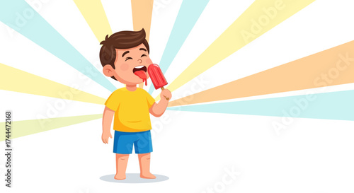 A Kid Enjoying a Popsicle on a Summer Day Celebrating Dessert and Happiness