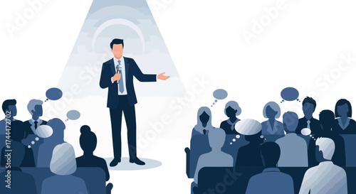A Speaker Delivering a Presentation to an Engaged Audience in a Formal Setting
