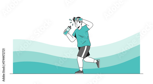 A Man Taking a Break During a Run, Illustrating Fitness and Hydration