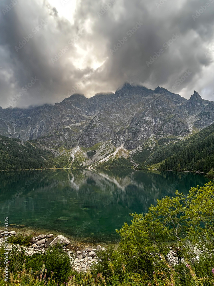 Fototapeta premium Mountain landscape with lake. Morskie oko Polska