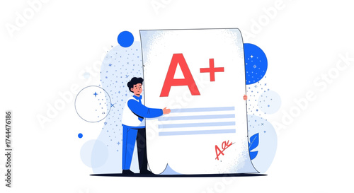 Achieving Academic Excellence: A Person Celebrating an Outstanding Grade on a Paper