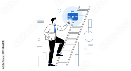 Achieving Business Goals: A Man Climbing Towards Financial Career Success