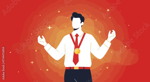 Achieving Greatness: Celebration Of Success And High Achievement In Illustration Format
