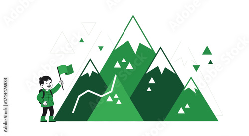 Achieving Peak Success: Celebrating Triumph With A Symbolic Mountain Ascent Vision