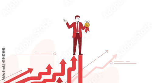 Achieving Success: A Business Leader Celebrates Victory On The Path Of Growth