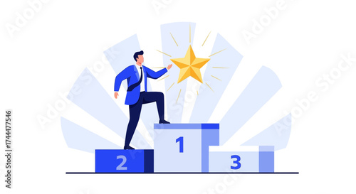 Achieving Success: An Illustration Exploring Ambition, Leadership and Triumph of a Businessperson
