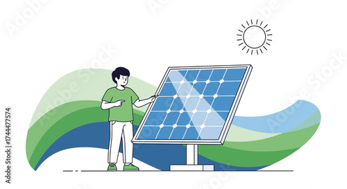 Advocate Showcases Solar Energy: Sustainable Power and Ecological Efficiency Illustration