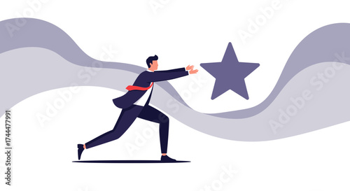 Ambitious Professional Pursuing Success, Chasing Dream, Achievement, Striving For Star