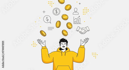 An Animated Illustration Of Financial Success Representing Wealth and Prosperity Reaching Goals