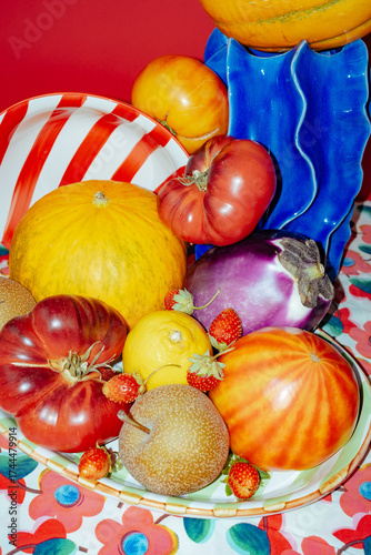 Colorful arrangement of fresh fruits on a table