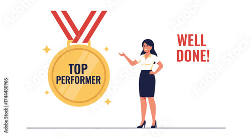 An Illustrated Concept Of Celebrating High Achievers And Rewarding Outstanding Performance Success