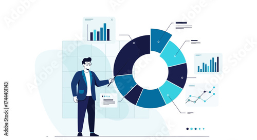 Analysing Business Statistics Shown On A Big Chart Display In Graphic Format