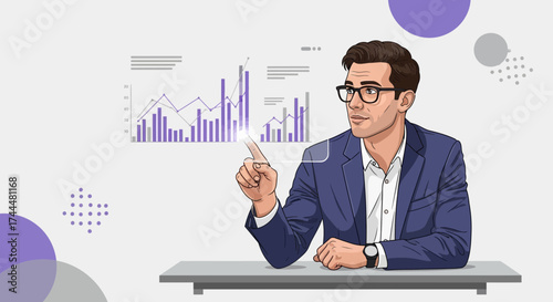 Analyst Inspecting Data Charts And Analyzing Information With Technical Approach