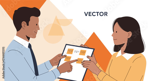 Analyzing Data And Collaboration: A Modern Vector Illustration of Professionals