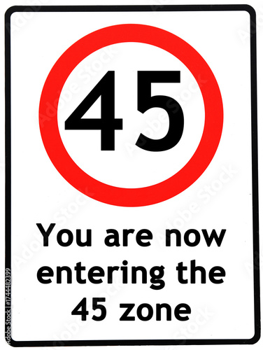 A birthday concept made as a road sign illustrating someone reaching their 45th birthday