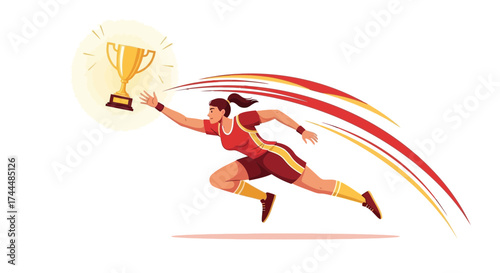 Athlete Chasing The Trophy, Depicting Determination, Success And The Drive To Win