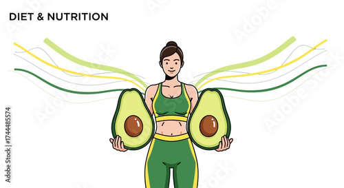 Avocado-Loving Woman Demonstrating Healthy Food Habits and Promoting Nutritional Diet Choices