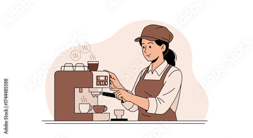 Barista Crafting Espresso Drinks With Professional Coffee Machine And Culinary Skills