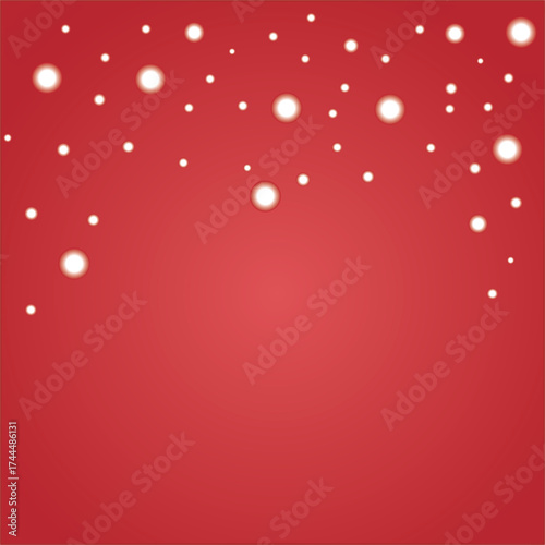 Falling snow on red background. Snowy winter vector illustration