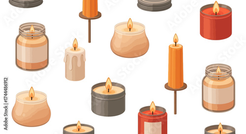 Cozy Candle Collection Seamless Pattern of Lit Candles for Relaxation and Ambiance