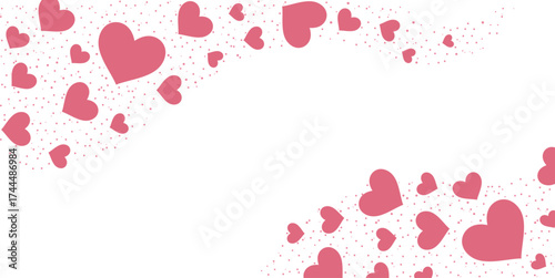 Pink Valentine's Day card with pattern hearts illustration