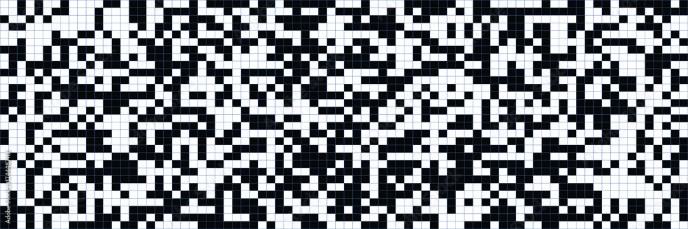 Fototapeta premium Seamless Black and White Digital Glitch Noise Pixel Grid Background Abstract Technology Mosaic Texture
