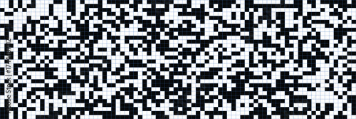 Seamless Black and White Digital Glitch Noise Pixel Grid Background Abstract Technology Mosaic Texture