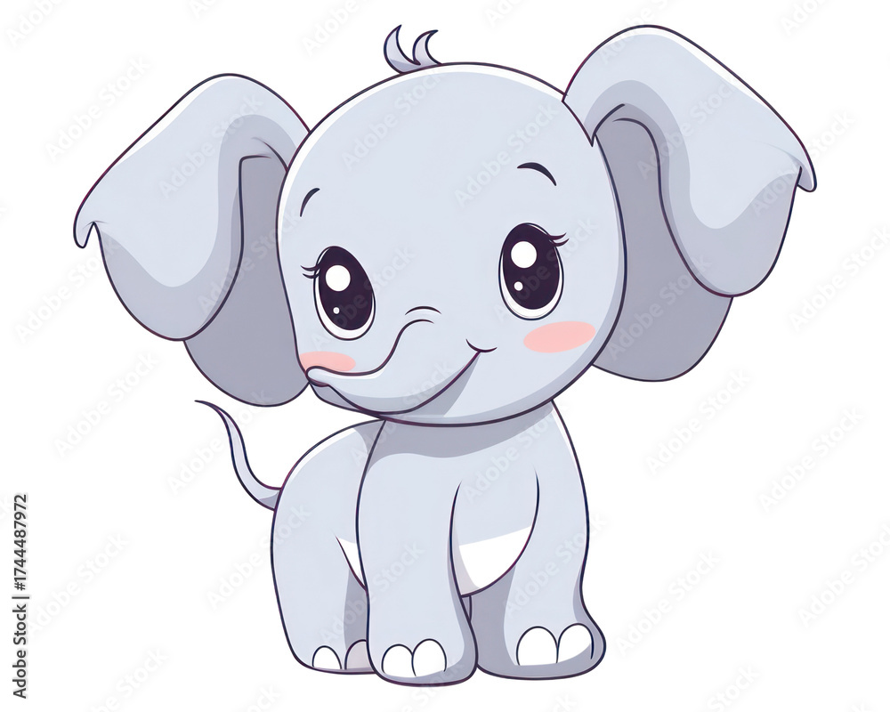Fototapeta premium Elephant cartoon style drawing animal elephant.