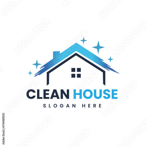 Blue house with water drops, symbolizing clean house, cleaning services, freshness, and healthy living, ideal for residential cleaning, maid services, or eco-friendly products.
