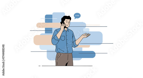Business Communication Through Technology: Businessman Discussing Ideas, Connecting with Clients