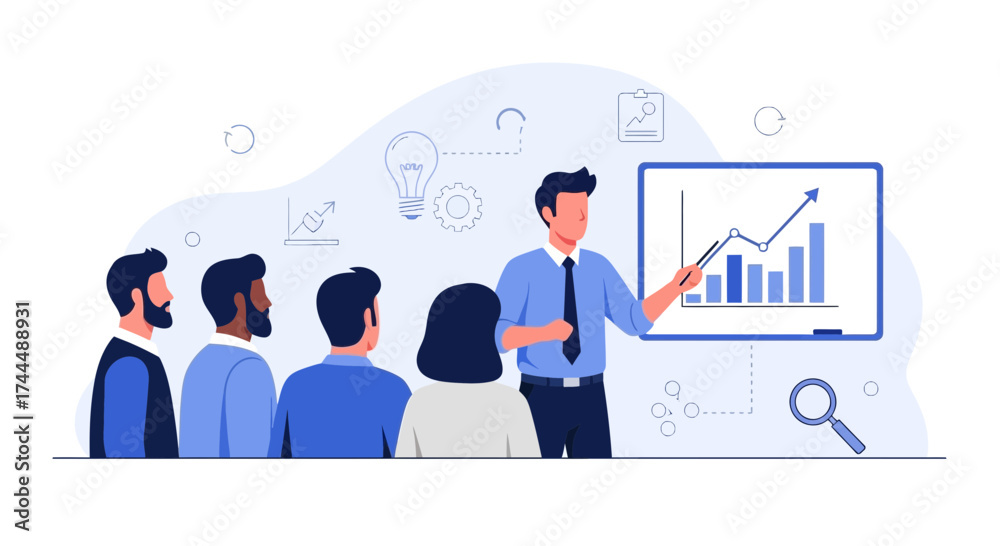 Naklejka premium Business Growth Presentation, Team Collaboration and Data Analysis for Success